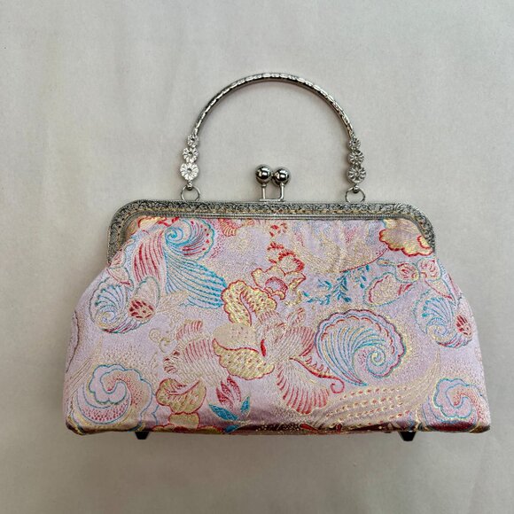 Vintage Pearly Pink Jacquard Handbag - Picture 3 of 12